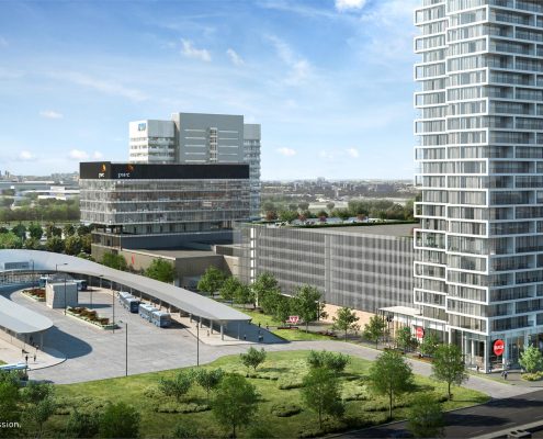 Transit City Condos adjecant to the bus terminal