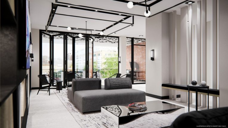 RUSH Condos Party Room Exterior View