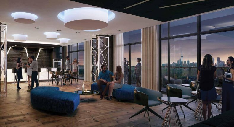 party room at merge condos