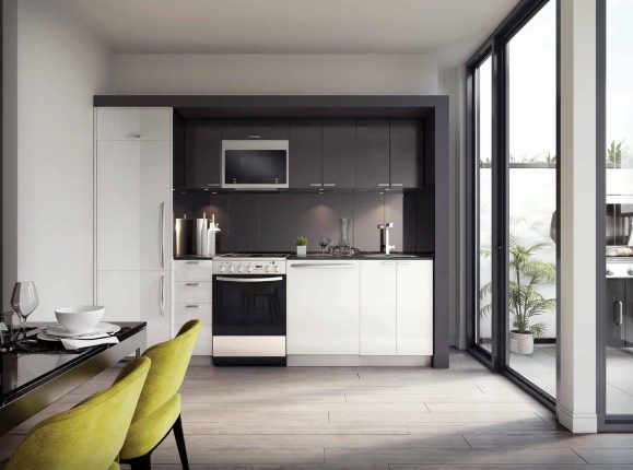 kitchen rendering at merge condos