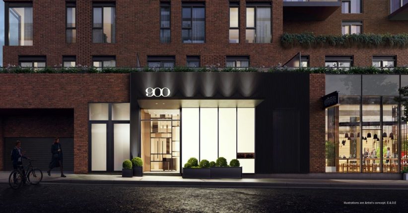 condo entrance at st clair village condos at 900 st clair west