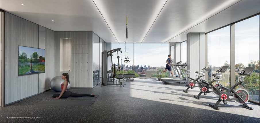 gym rendering at st clair village condos at 900 st clair west
