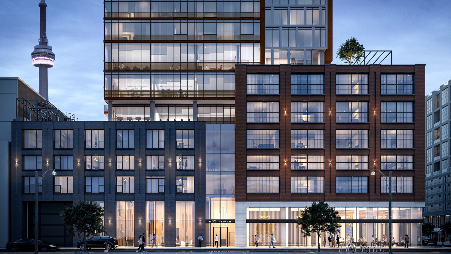 looking south at the base of 55 mercer condos