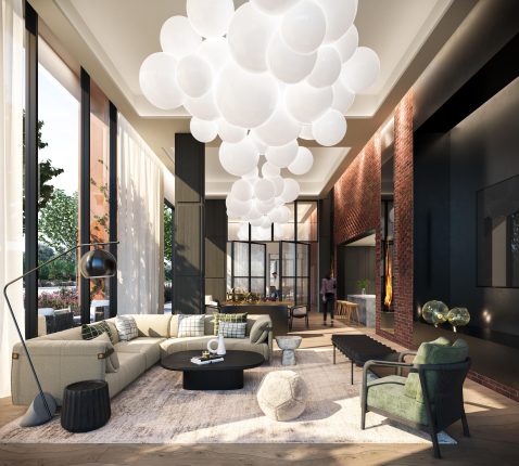 lobby at upper west side condos in oakville